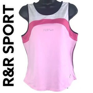 R&R Sport Pink/white Womens Activewear Tank Top Size L